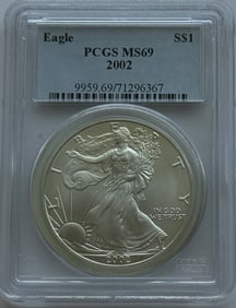 2002 $1 American Silver Eagle PCGS MS69