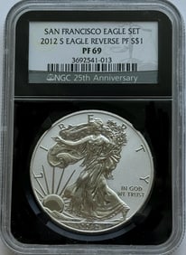 2012-S American Silver Eagle Reverse PF NGC PF69 - 25th Anniversary - San Francisco Eagle Set