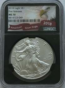 2018 $1 American Silver Eagle - NGC MS70 - First Releases