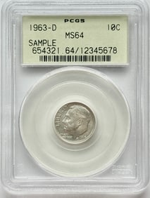 1963-D 10c Roosevelt Silver Dime PCGS MS64 Sample