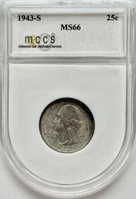 1943-S 25c Washington Silver Quarter - MCCS MS66