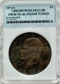 1972-S $1 Eisenhower Dollar DWM PR68 Proof Toned