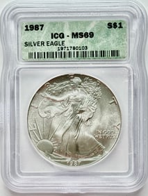 1987 $1 American Silver Eagle ICG MS69