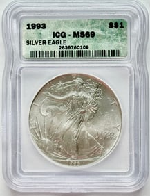 1993 $1 American Silver Eagle ICG MS69