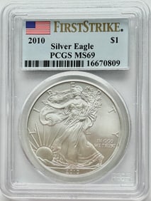 2010 $1 American Silver Eagle PCGS MS69 First Strike
