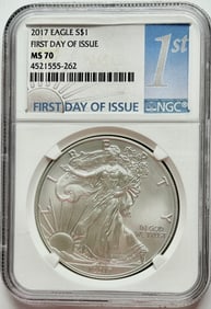 2017 $1 American Silver Eagle NGC MS70 - First Day of Issue
