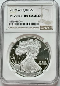 2019-W $1 American Silver Eagle NGC PF70 Ultra Cameo (UCAM)