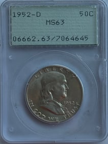 1952-D 50c Franklin Silver Half Dollar - PCGS MS63