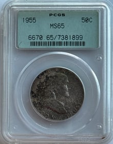 1955 50c Franklin Silver Half Dollar - PCGS MS65 (Green Holder)
