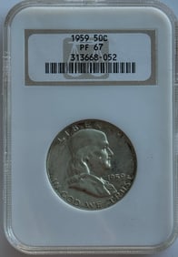 1959 50c Franklin Silver Half Dollar - NGC PF67