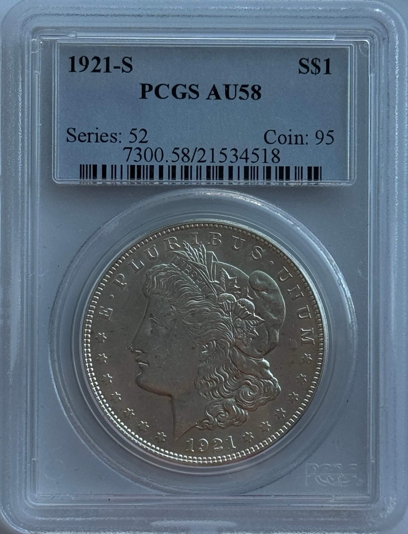 1921-S $1 Morgan Silver Dollar PCGS AU58 (1 of 2)