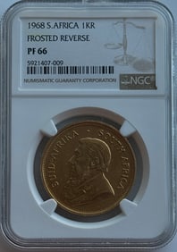1968 South Africa 1 oz Gold Krugerrand NGC PF66 - Frosted Reverse