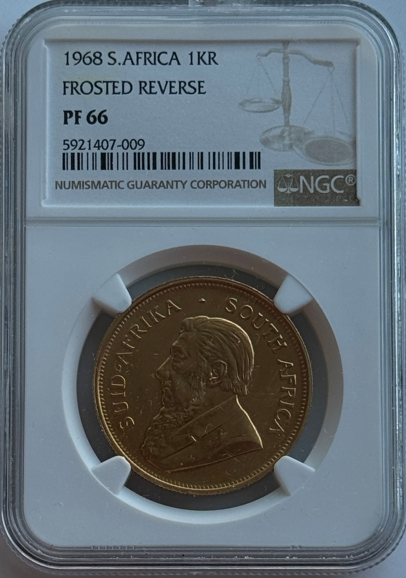 1968 South Africa 1 oz Gold Krugerrand NGC PF66 - Frosted Reverse (1 of 3)