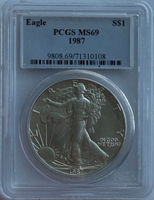 1987 $1 American Silver Eagle PCGS MS69