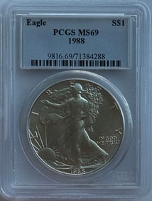 1988 $1 American Silver Eagle PCGS MS69