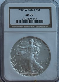 2008-W $1 American Silver Eagle NGC MS70