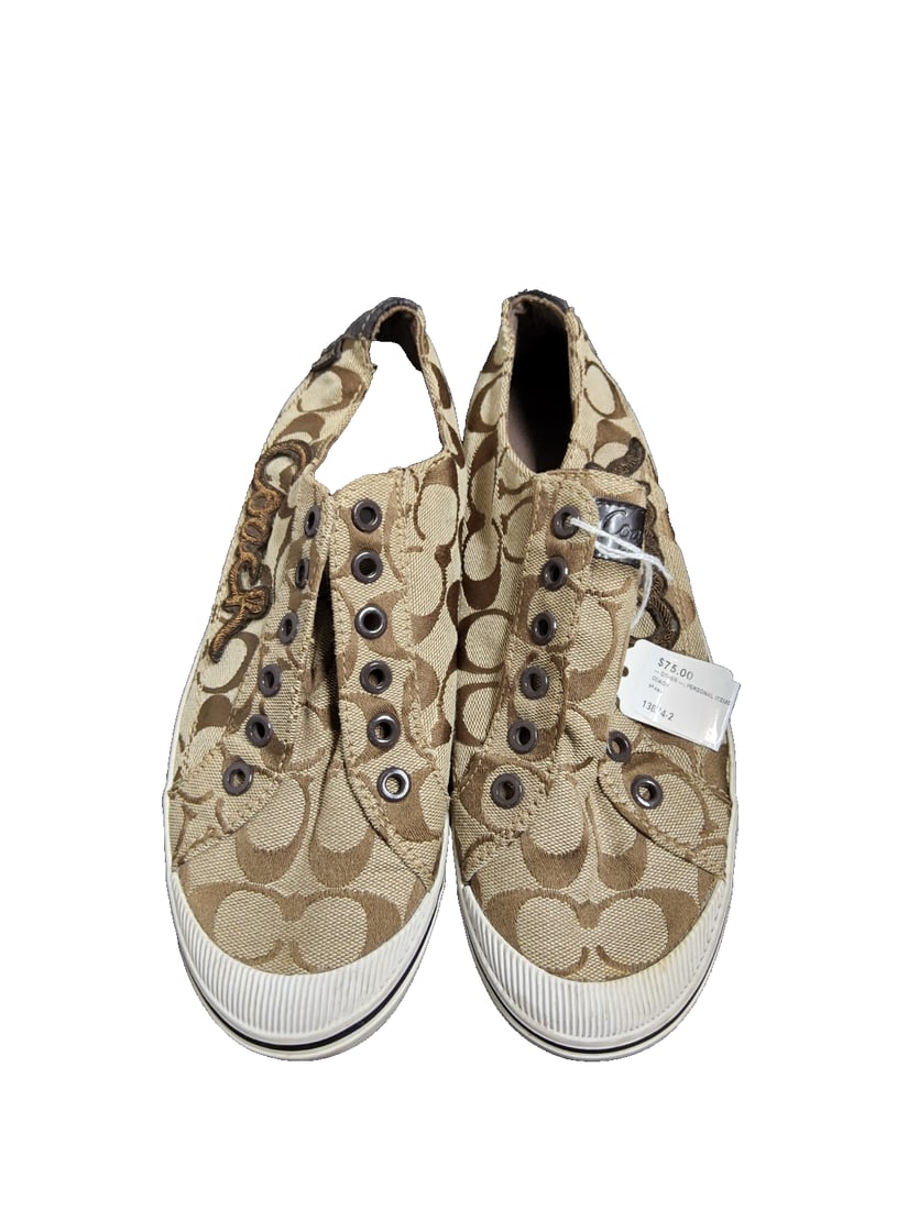 Coach Women's Keeley Khaki Signature C Slip On Sneakers | Size 7 1/2B (1 of 5)