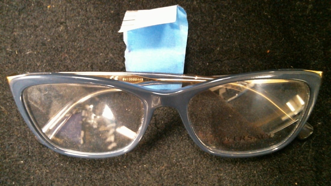 Versace Women's VE3255 Glasses Blue/Clear Gold Frames & Demo Lenses (1 of 4)