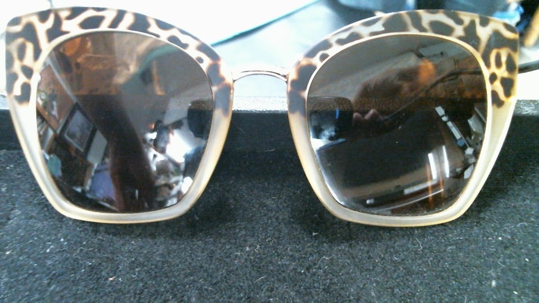 PRADA Women's Cat Eye Sunglasses Leopard Print Frames Brown Lenses (1 of 4)