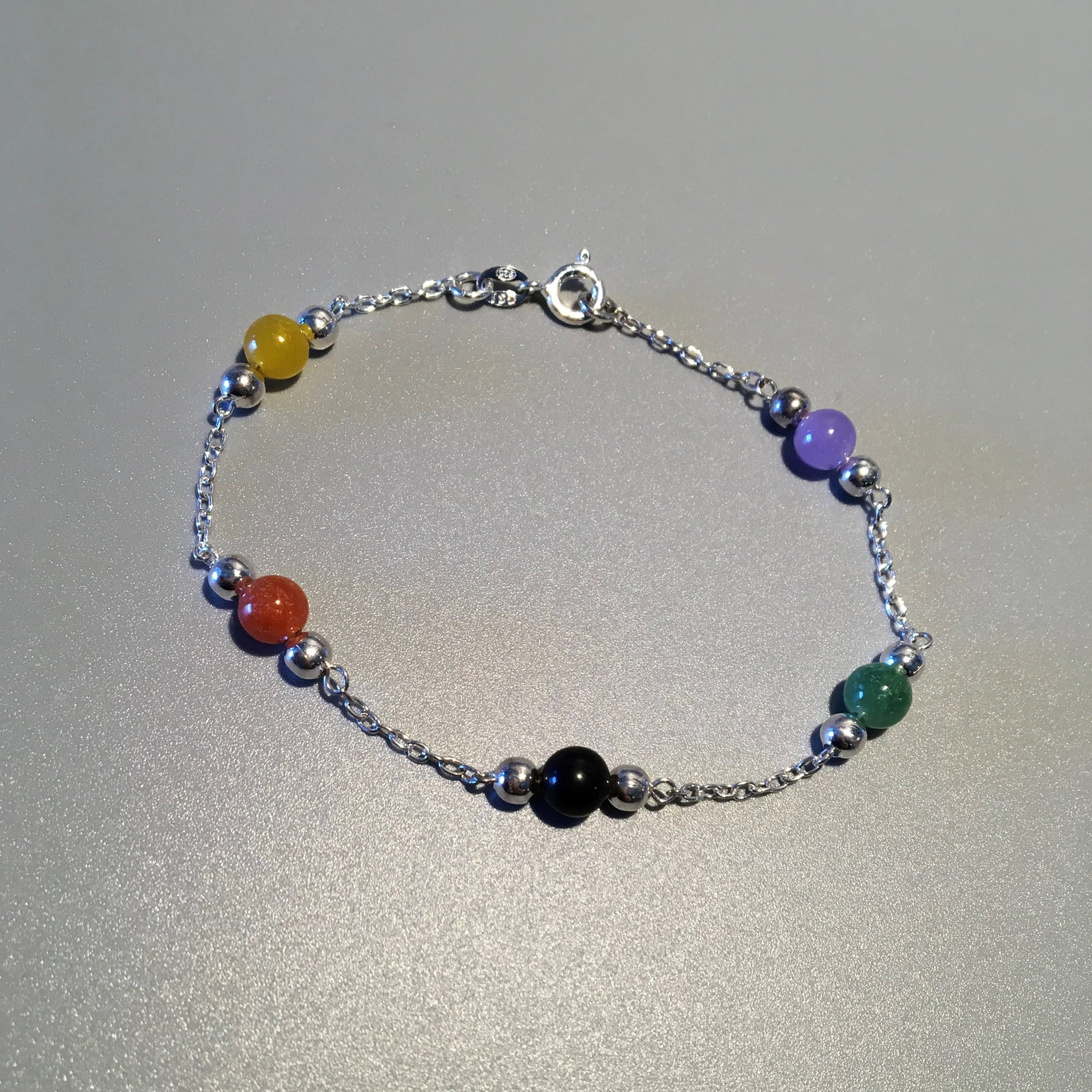 Sterling Silver Chain & Hardstone Bracelet (1 of 1)
