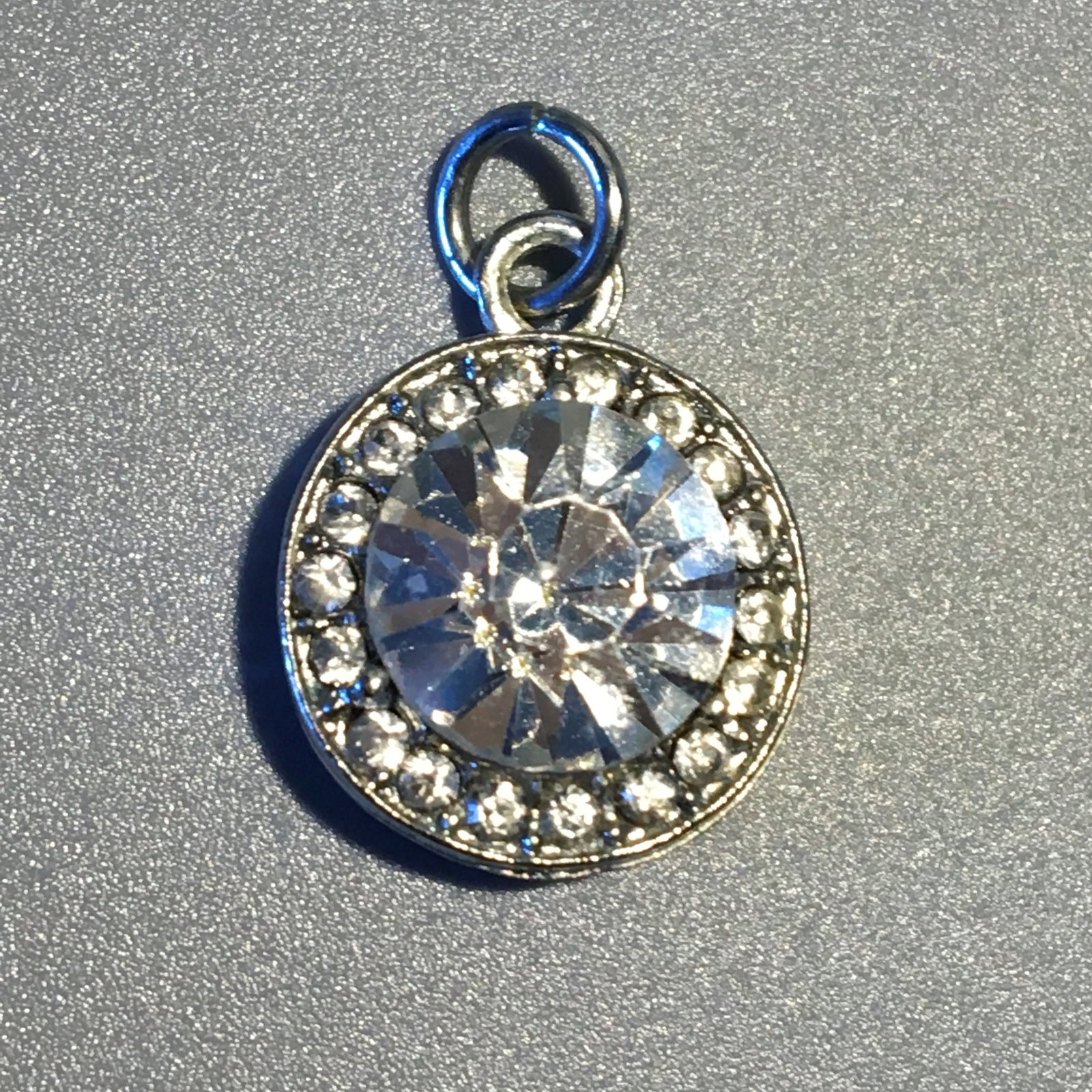 Silver and White Stone Pendant: Silver and White Stone Pendant, 3/4 In. 2.0 dwt.