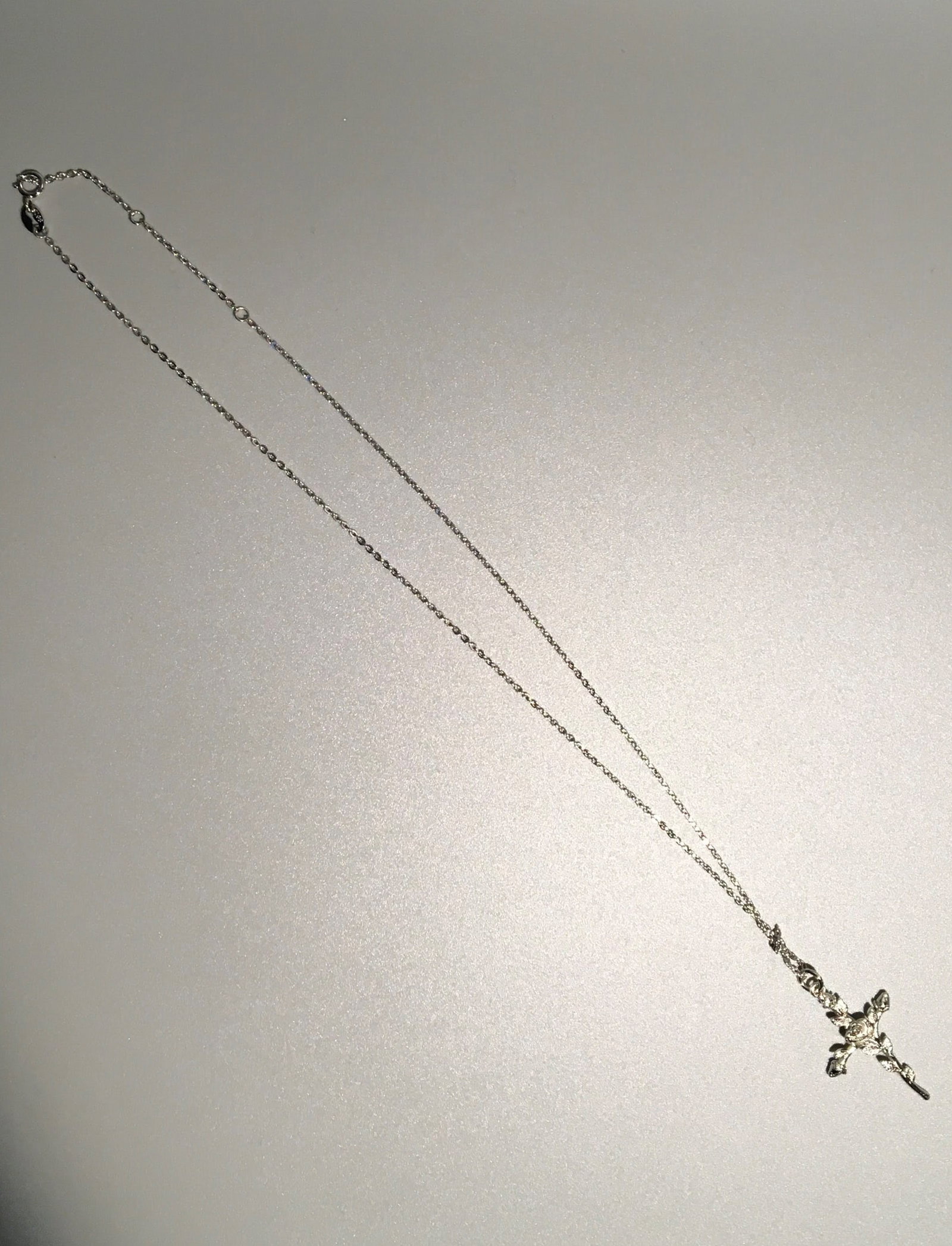 Sterling Silver Rose Cross on Sterling Silver Chain (1 of 2)