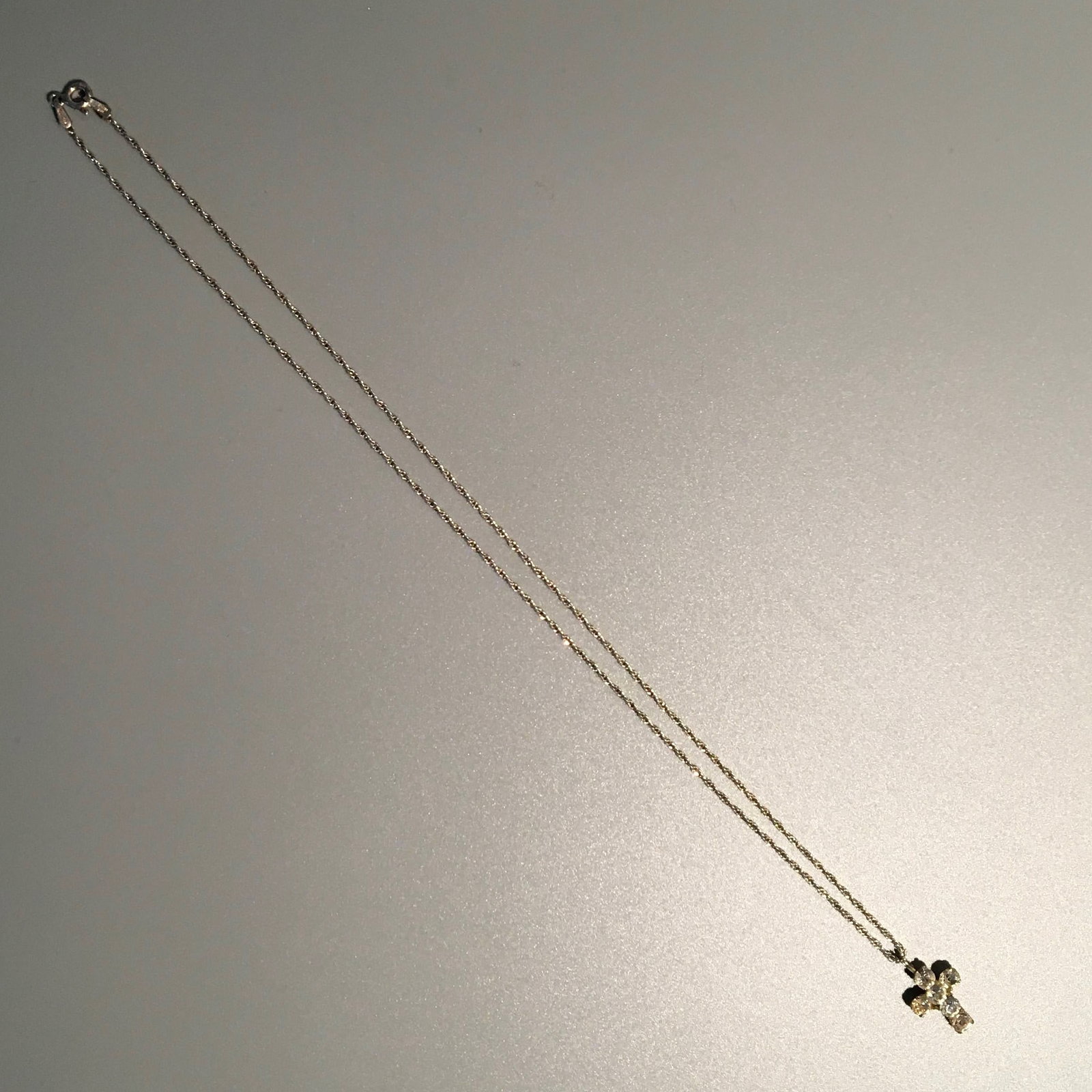 Silver & White Stone Cross Pendant Sterling Chain Necklace (1 of 2)