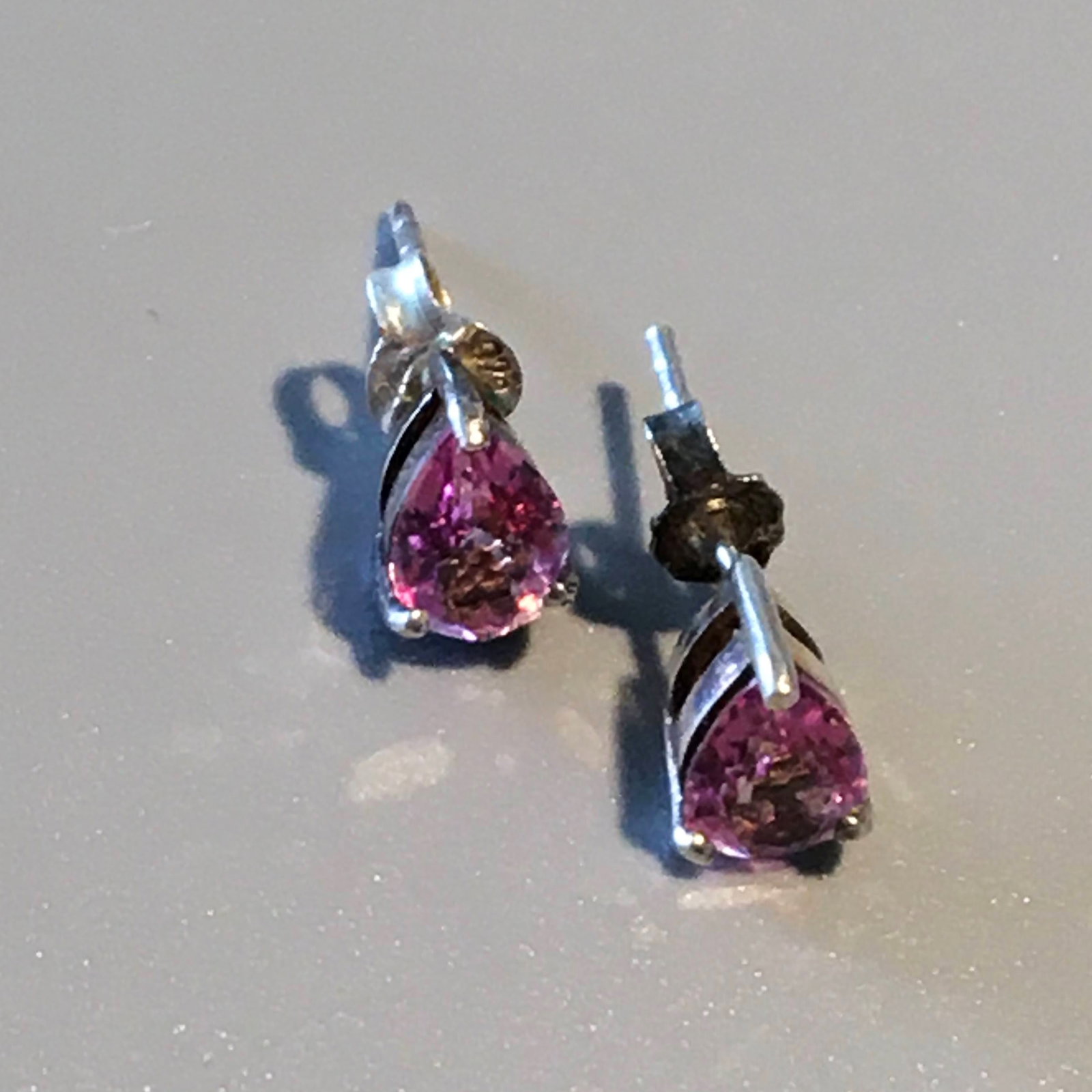 Sterling Silver & Pink Topaz Stud Earrings (1 of 2)