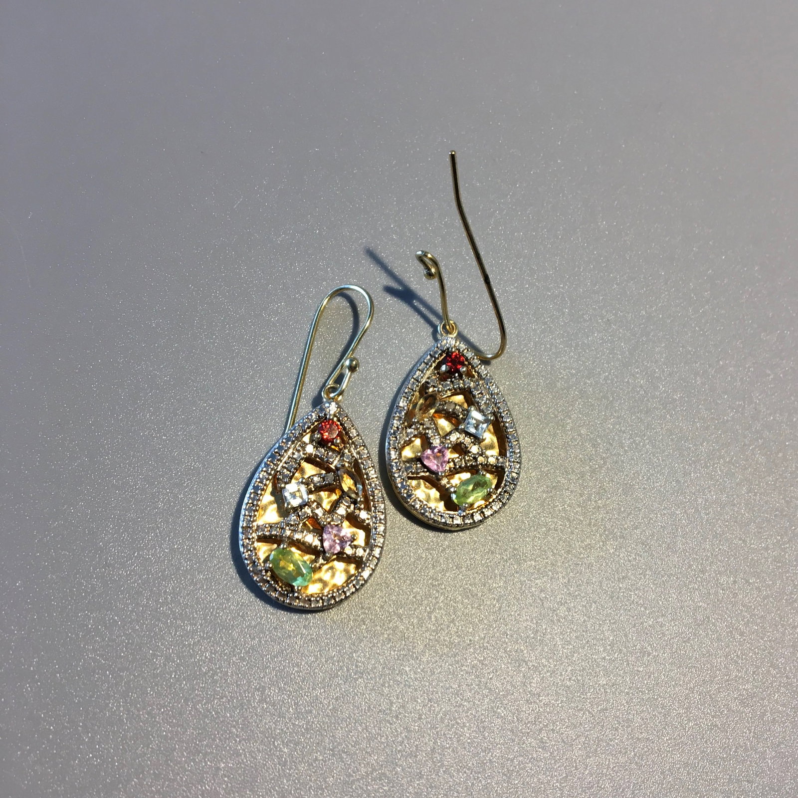 Gold Plated Sterling Silver & Gemstone Pendant Earrings (1 of 2)