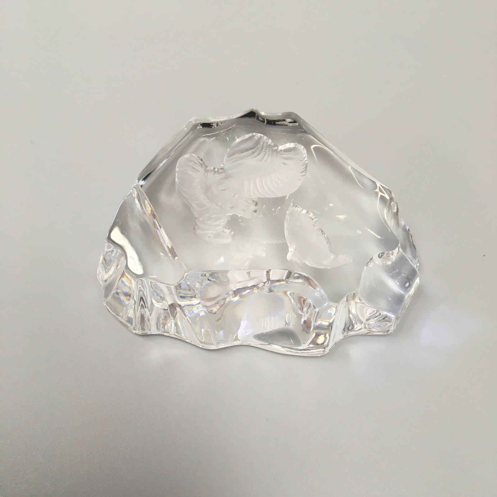 Solid Glass Paperweight with Child & Bird (1 of 2)