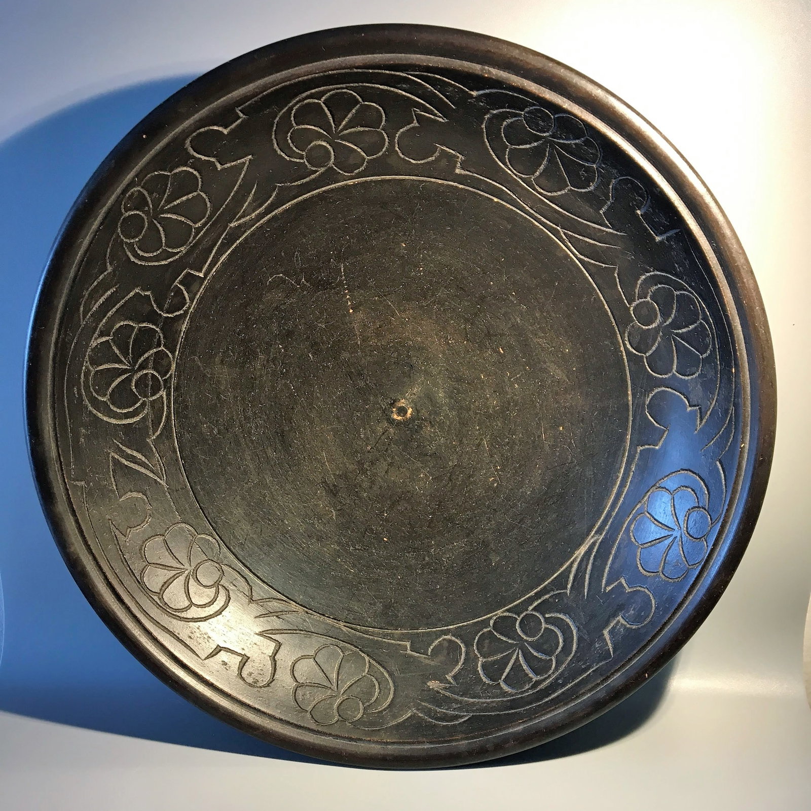 Carved Wood Potpourri Bowl: Carved Wood Potpourri Bowl, India, Measures 11 1/2 in. Diameter.