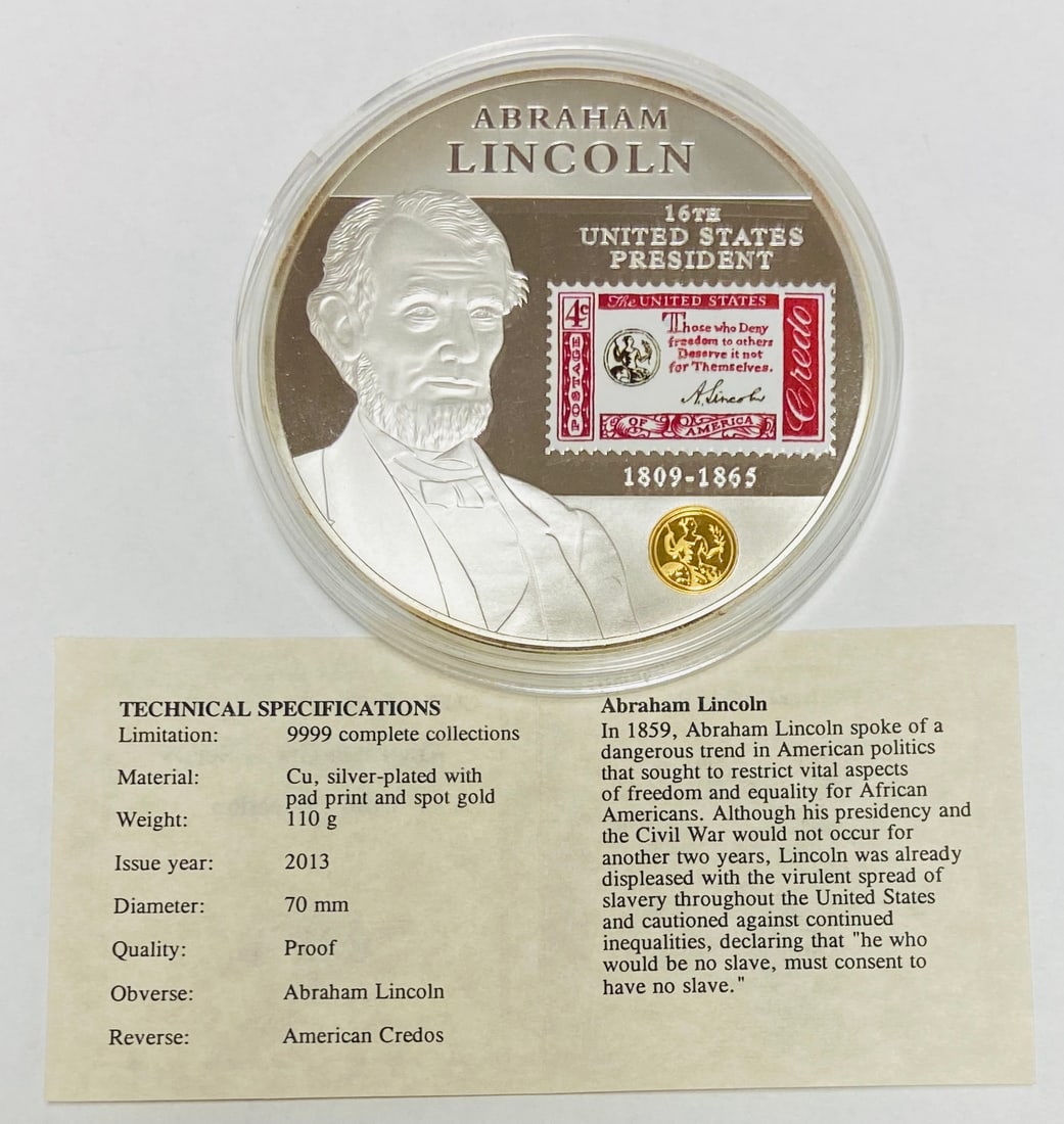 2013 Abraham Lincoln Credo Stamp Commemorative Coin American Mint (1 of 2)