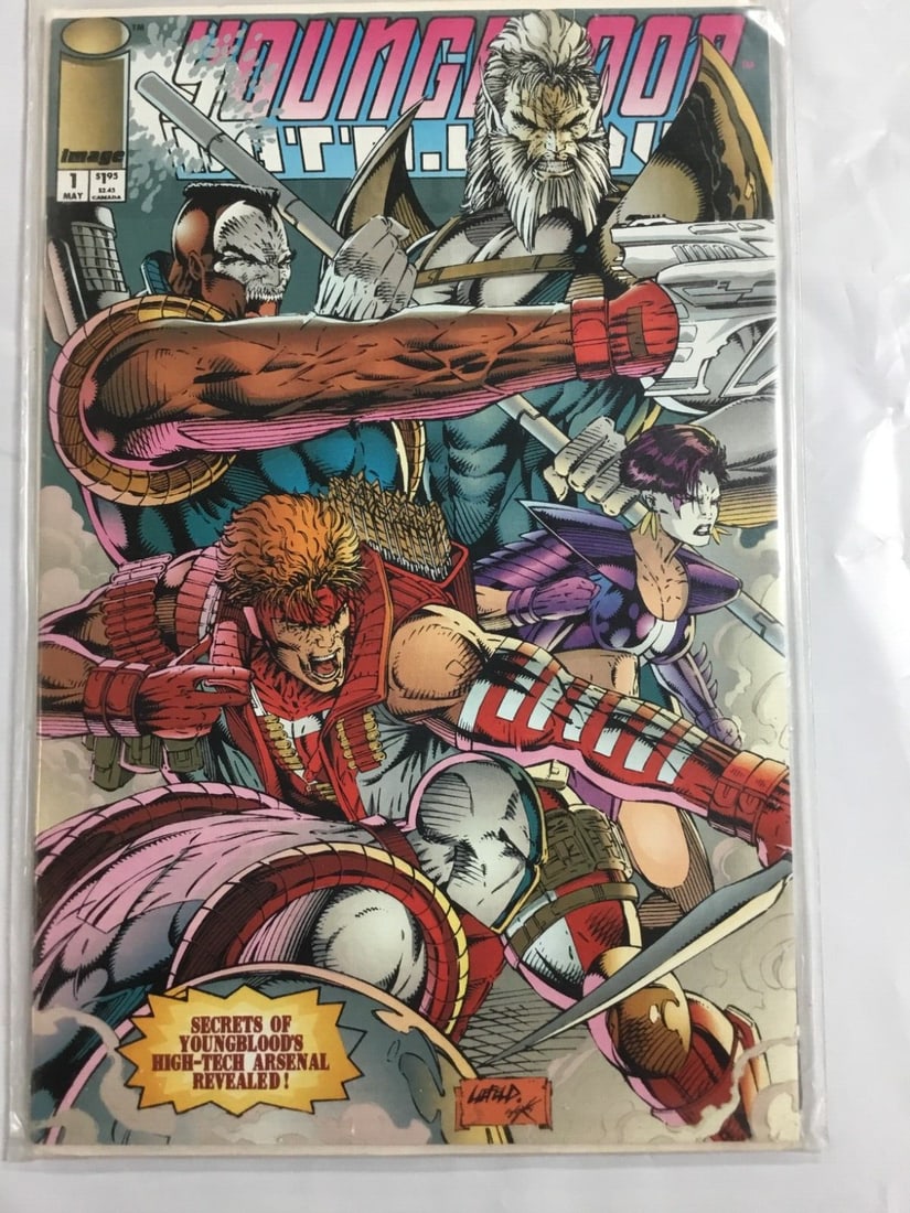 YOUNG BLOOD SECRETS OF YOUNGBLOOD'S ARSENAL MAY #1 IMAGE COMIC BOOK (1993): This is a must-have for any fan of the Youngblood comic book series. The issue features Secrets of Youngblood's Arsenal, showcasing the best weapons and equipment used by the popular superhero team. T