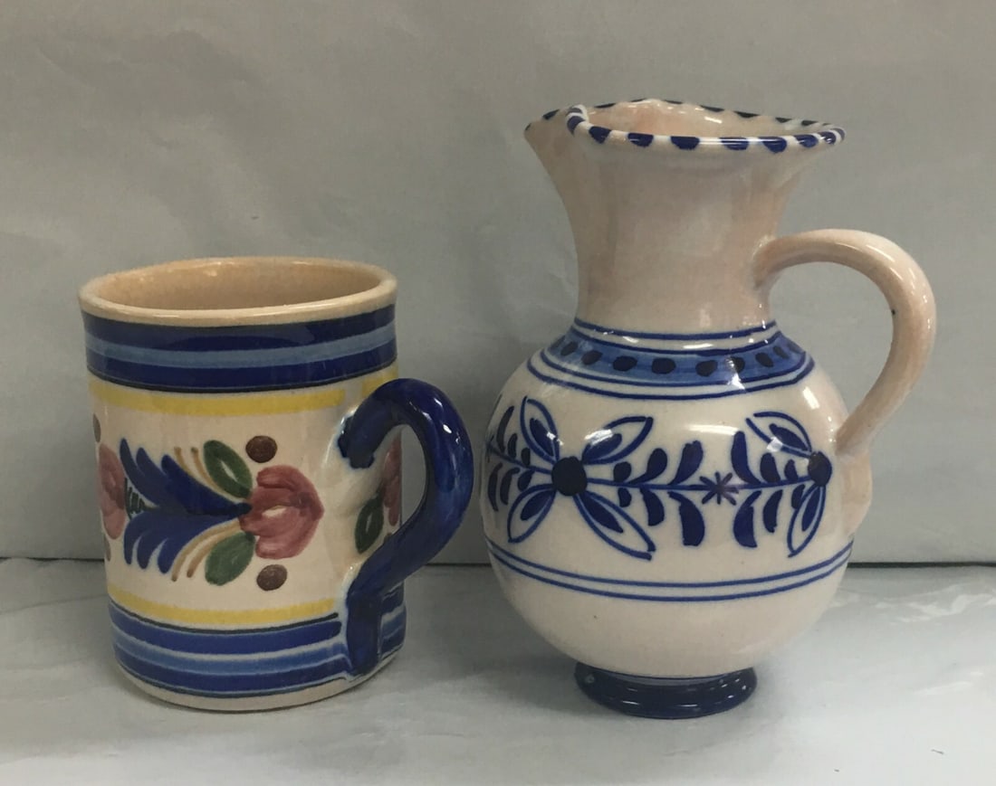 Set of Pretty Pottery Small Jug 5.5" and Cup (1 of 12)
