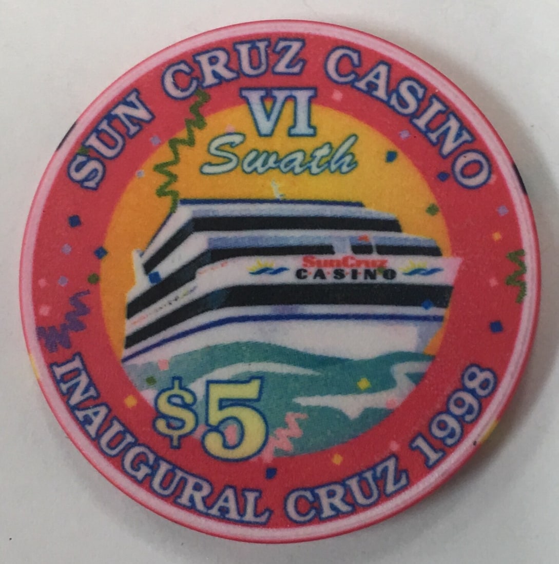 Vintage Sun Cruz Casino Florida Inaugural Cruz 1998 Commemorative $5 Chip (1 of 4)
