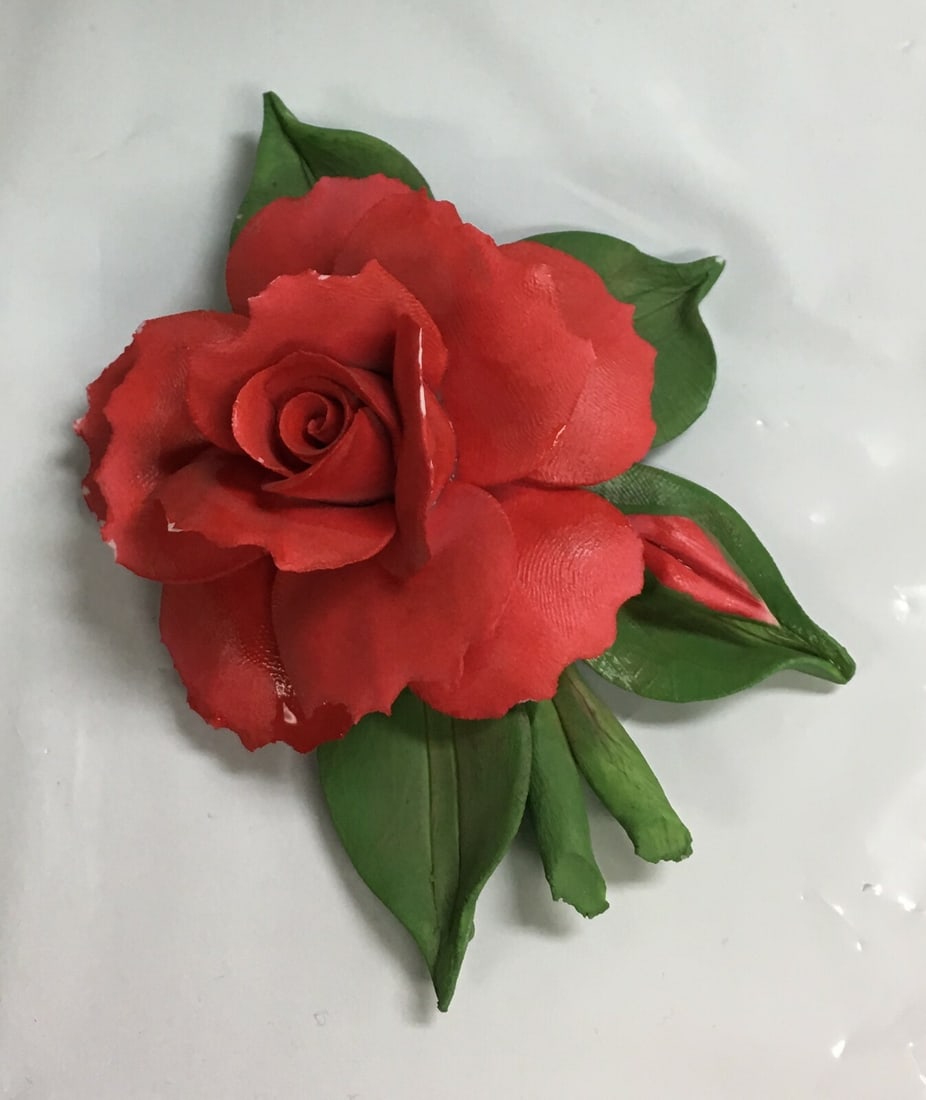 Vintage Nuova Capodimonte Red Flower Porcelain Figurine (1 of 12)