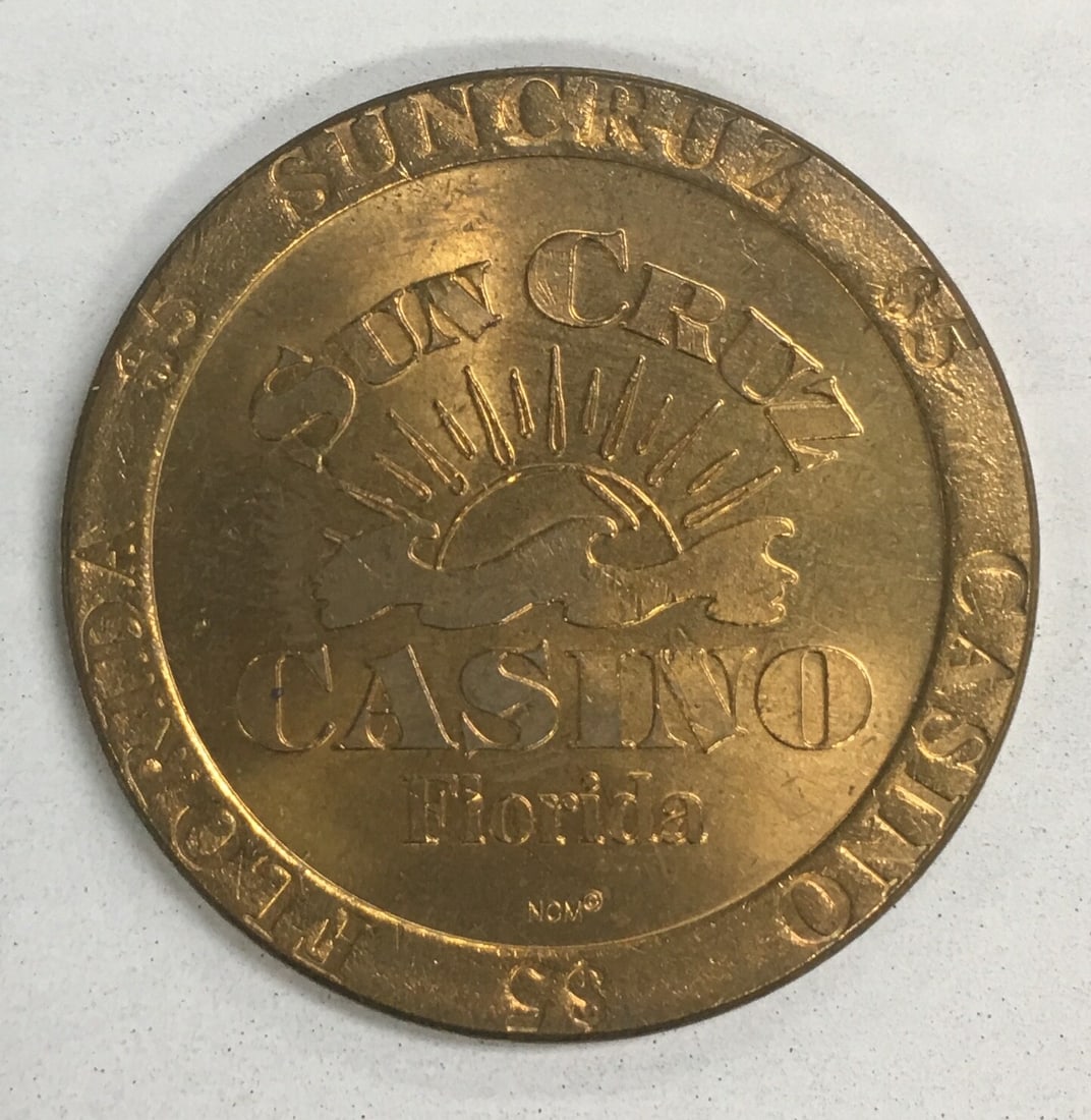 Sun Cruz Casino Florida Gold Tone $5 Gaming Token: Please, review pictures for condition and details. This would be a great addition to your collection!