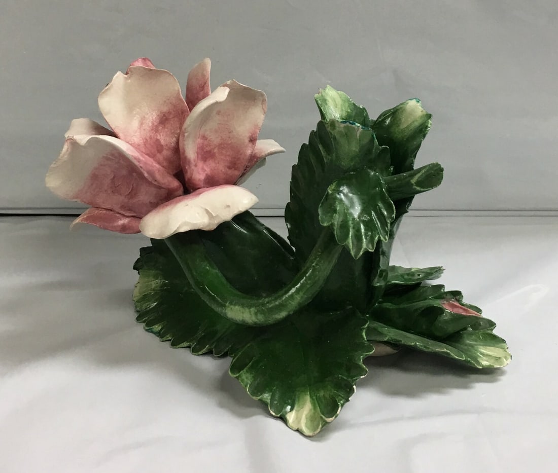 Vintage Nuova Capodimonte Italy Floral Porcelain Candle Holder 4.5" (1 of 12)
