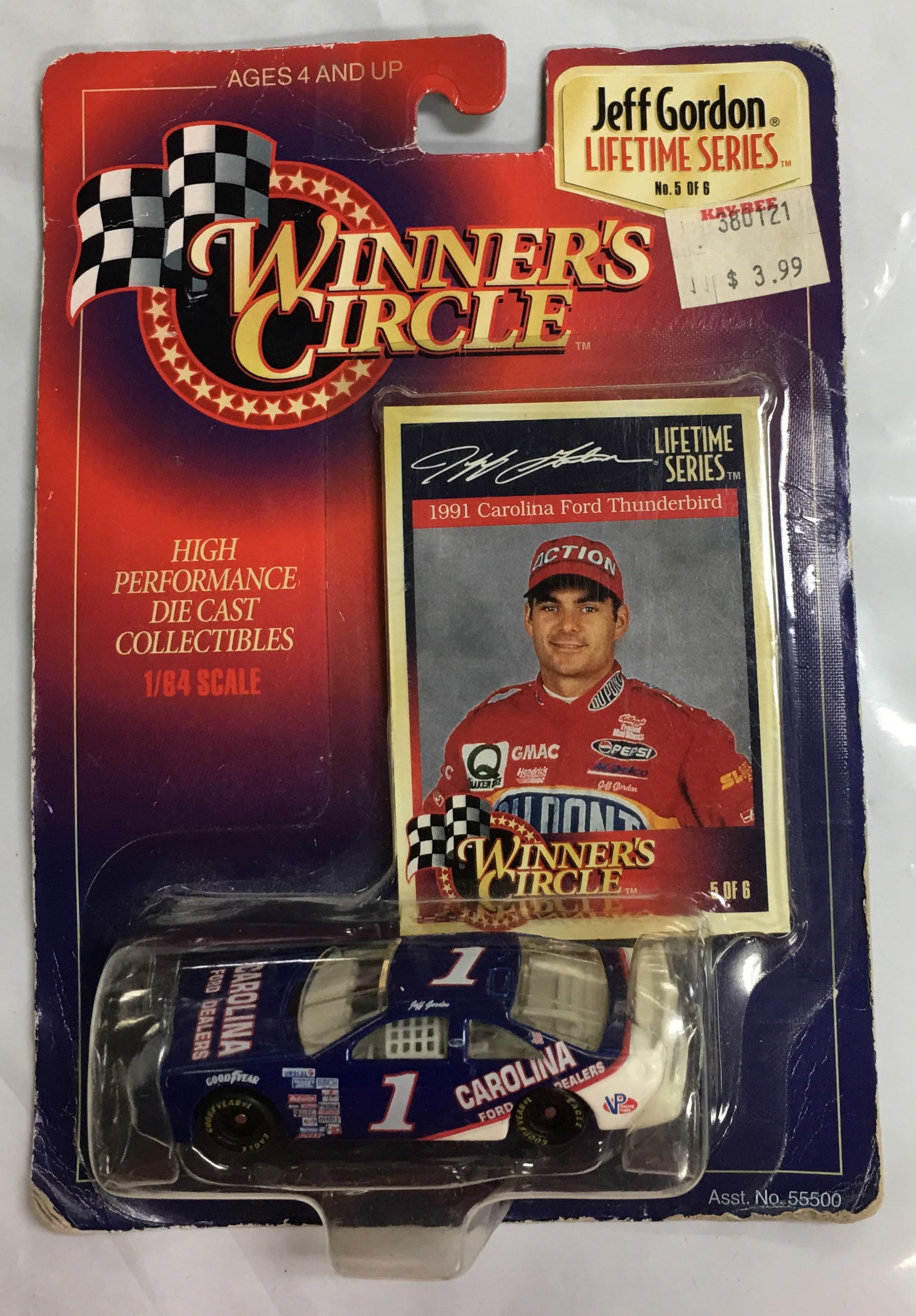 NASCAR Jeff Gordon 1991 Carolina FORD Dealers Thunderbird 1/64 Die Cast Car (1 of 5)