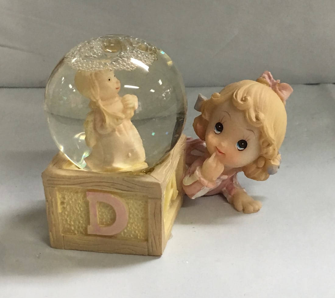Vintage Shiah Yih Baby Girl with Angel Snow Globe Figurine (1 of 9)