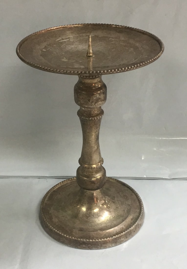 Brass Pillar Candle Holder 6 2/8" X 4 2/8" (1 of 7)