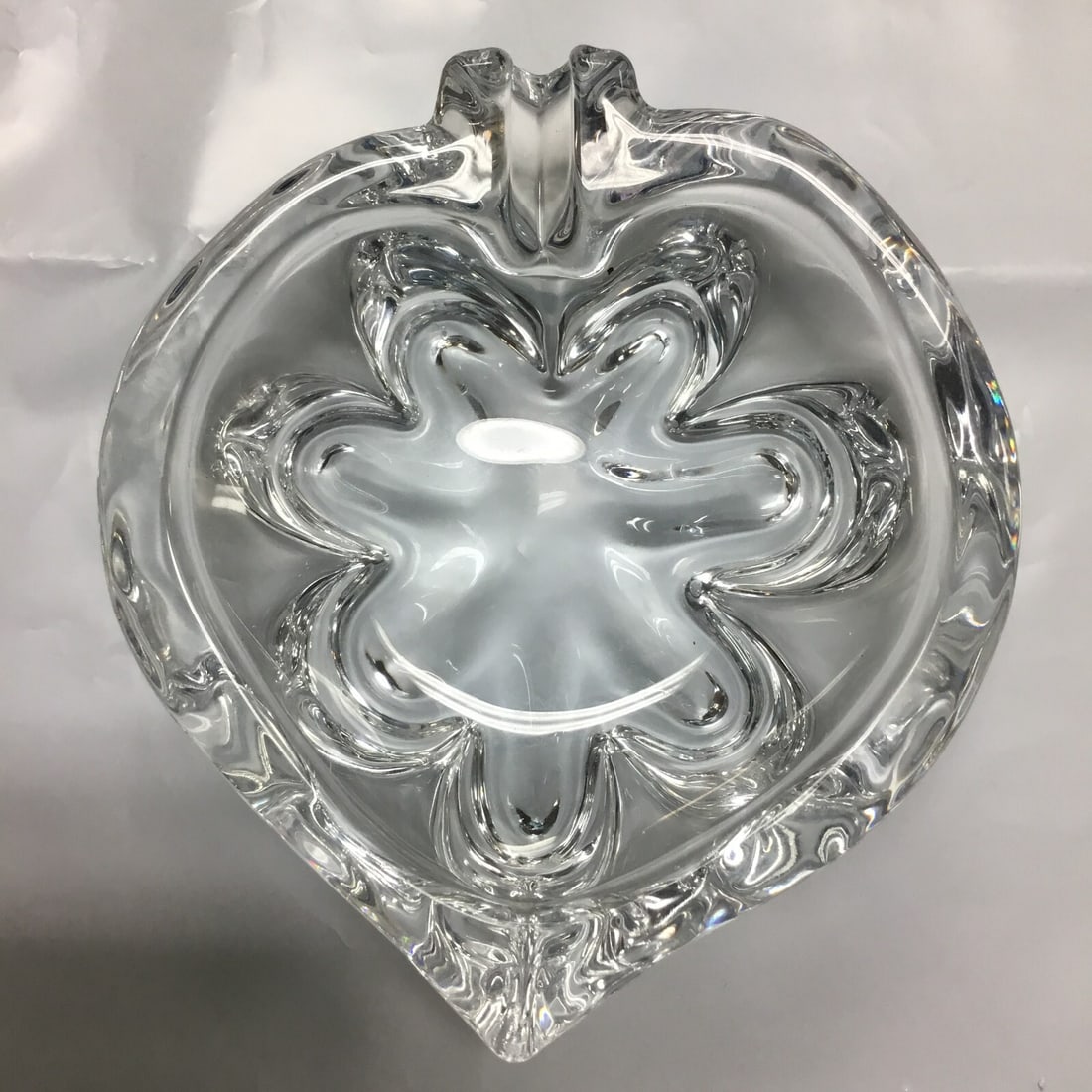 Vintage Crystal Glass Leaf Shaped Ashtray/Trinket Dish (1 of 3)