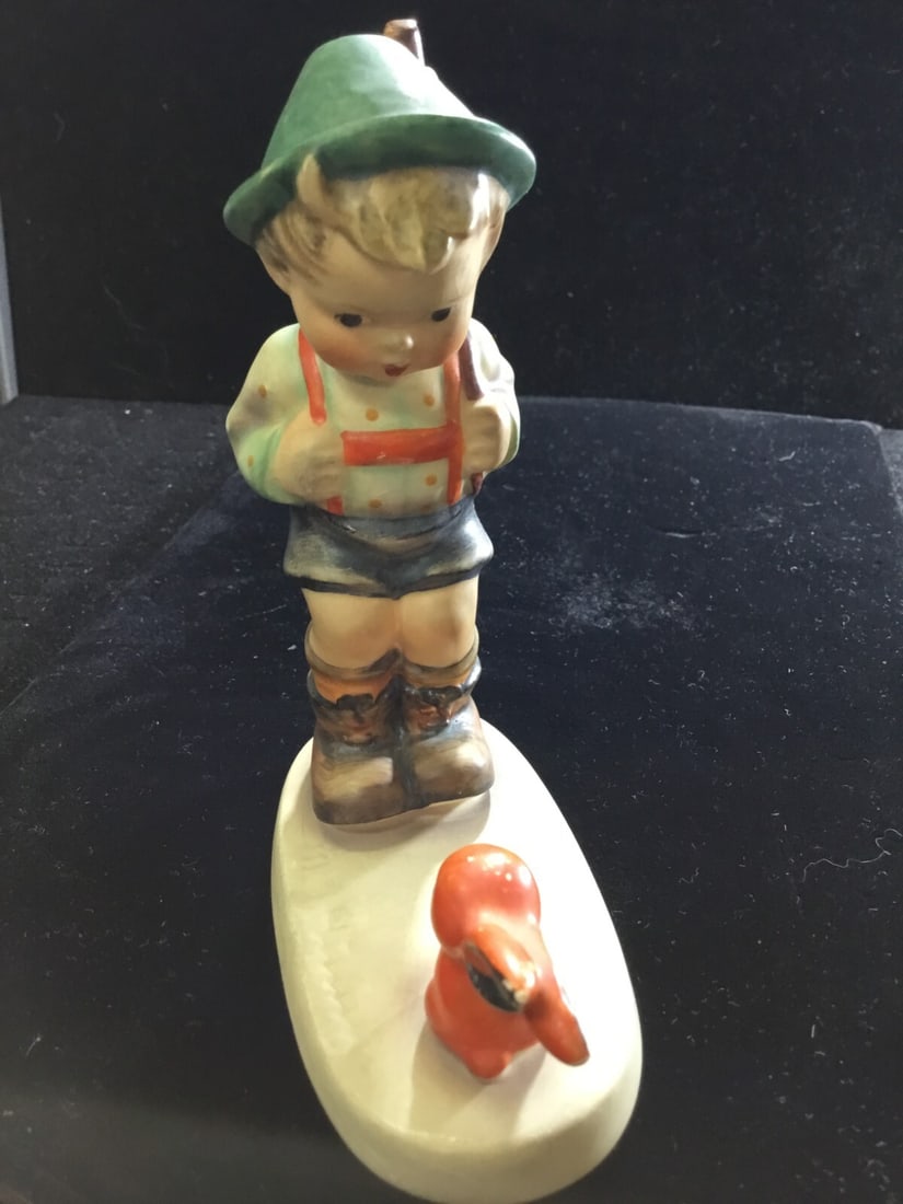 VINTAGE GOEBEL HUMMEL "SENSITIVE HUNTER" FIGURINE #35 W GERMANY BOY RABBIT (1 of 3)