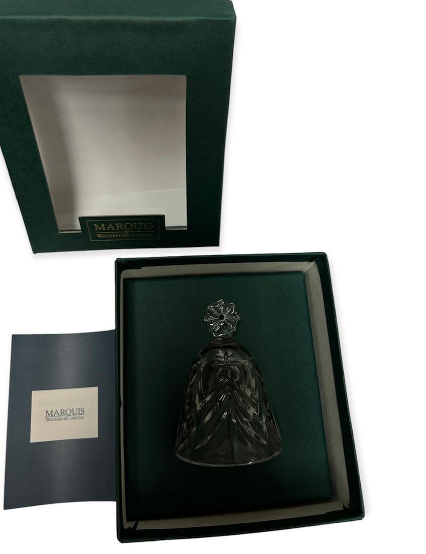 Waterford Crystal Marquis Bell Ornament in Original Box: Waterford Crystal Marquis Bell Ornament in Original Box - The bell is about 3" tall, excellent condition, original box. Use zoom feature on photos to see details of the piece. Photos are an important 