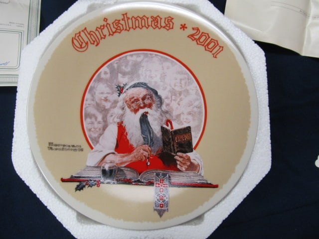 ROCKWELL CLASSICS 2001 BOOKEEPER SANTA PLATE BOXED / LTD ED 4776A UNUSED (1 of 8)