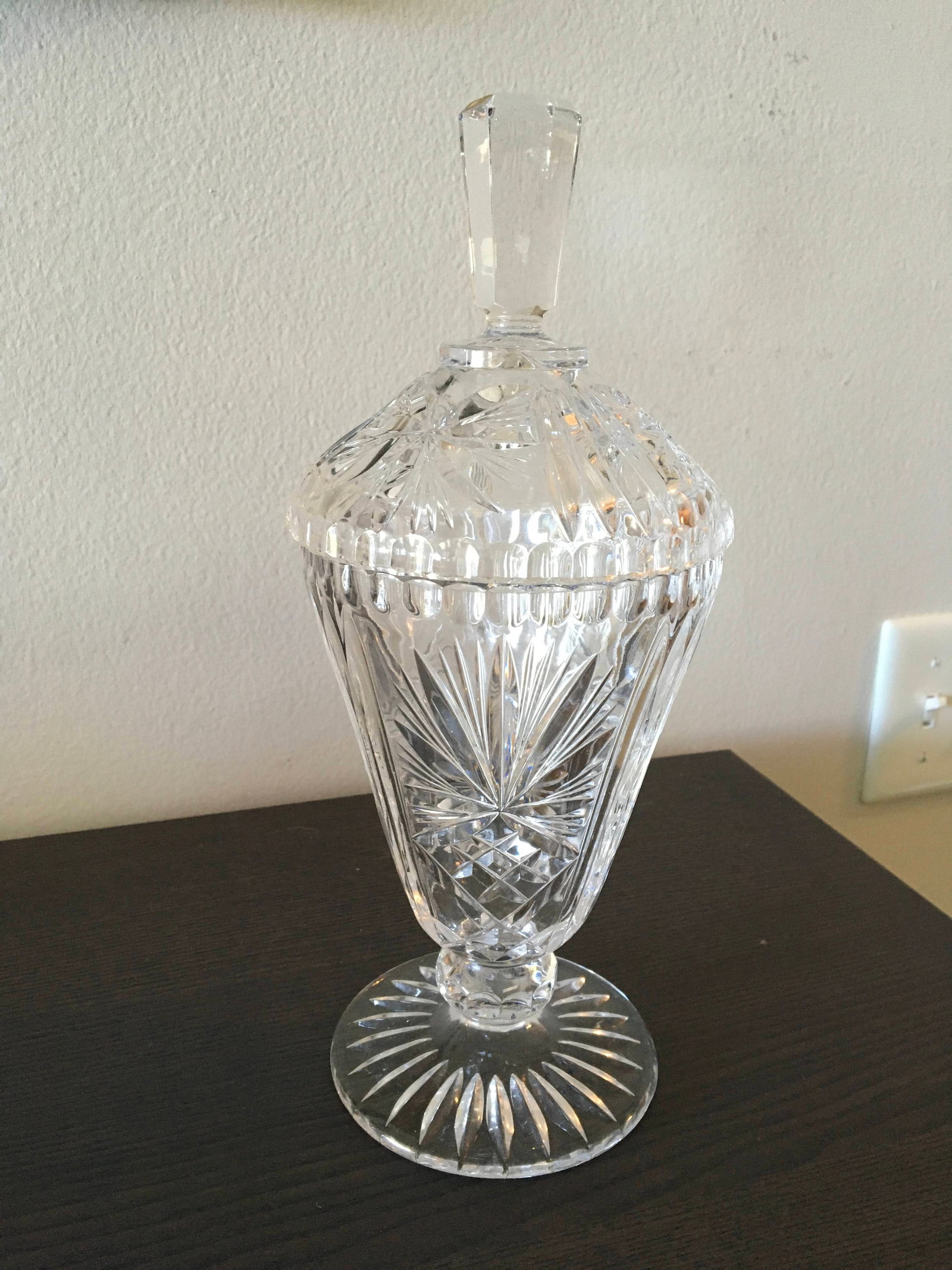Antique 1890 ABP Cut Crystal Glass Covered Candy Dish (1 of 1)
