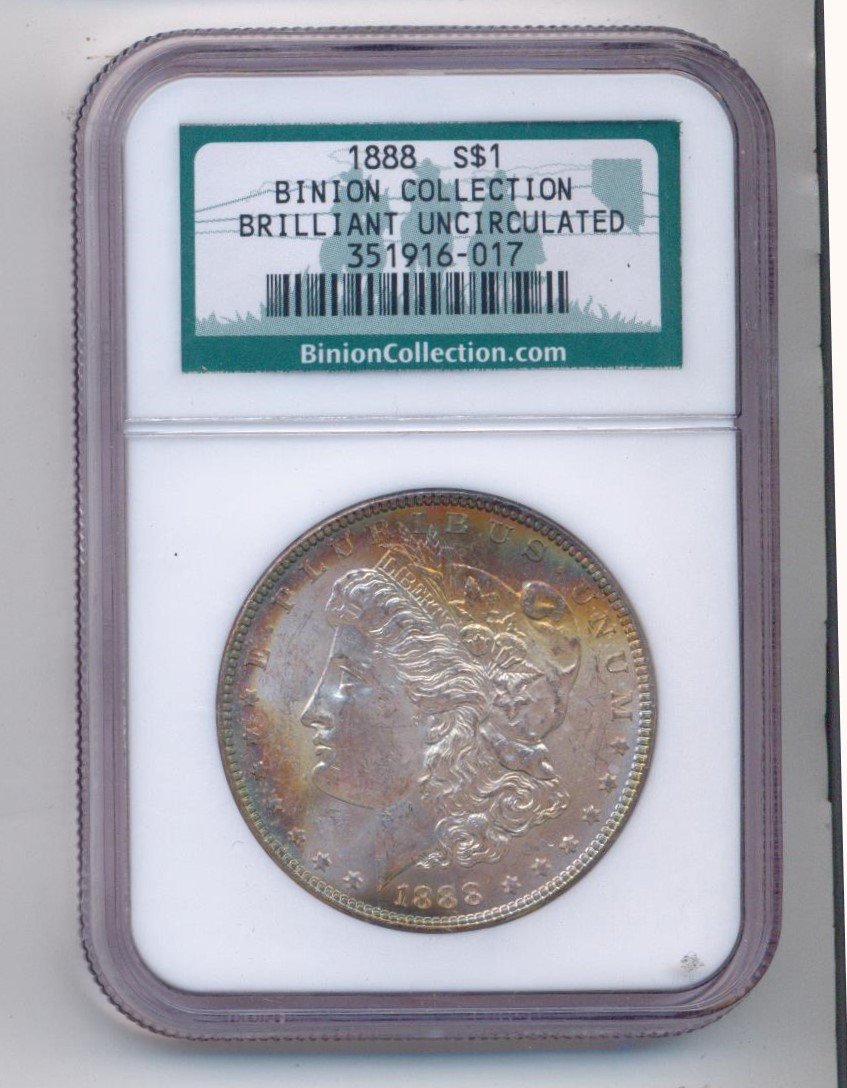 1888 U.S. MORGAN SILVER DOLLAR BINION COLLECTION UNCIRC: 1888 U.S. MORGAN SILVER DOLLAR BINION COLLECTION UNCIRC BEAUTIFUL TONED PATINA