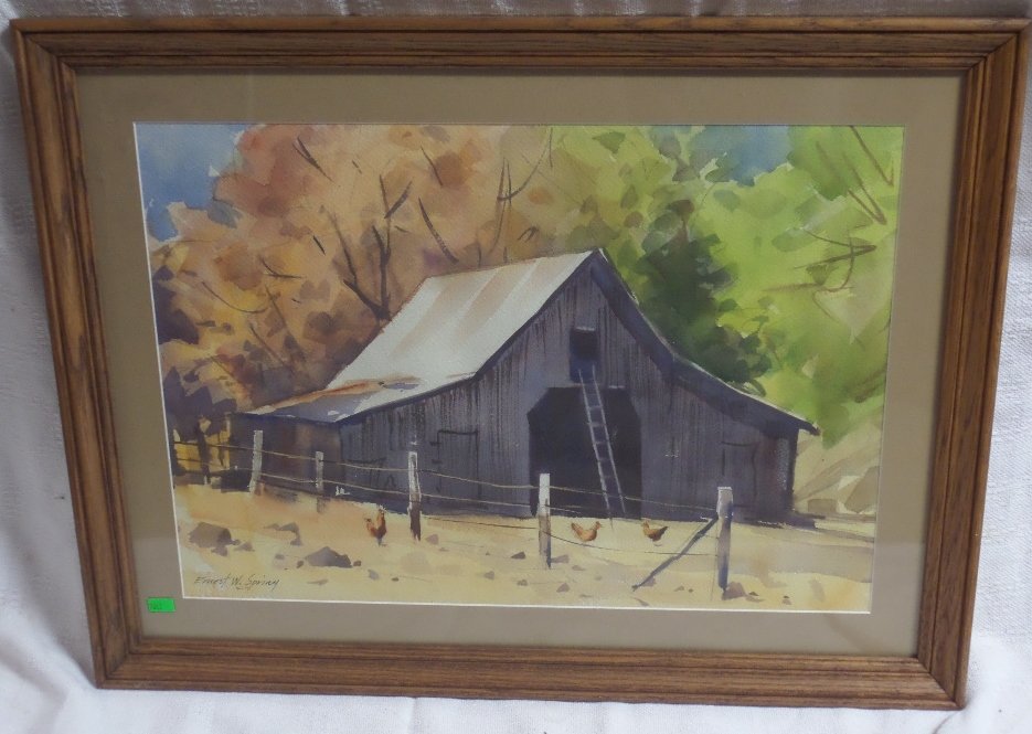 Watercolor by Ernest W Spring: Watercolor by Ernest W Spring 20"t x 26"w