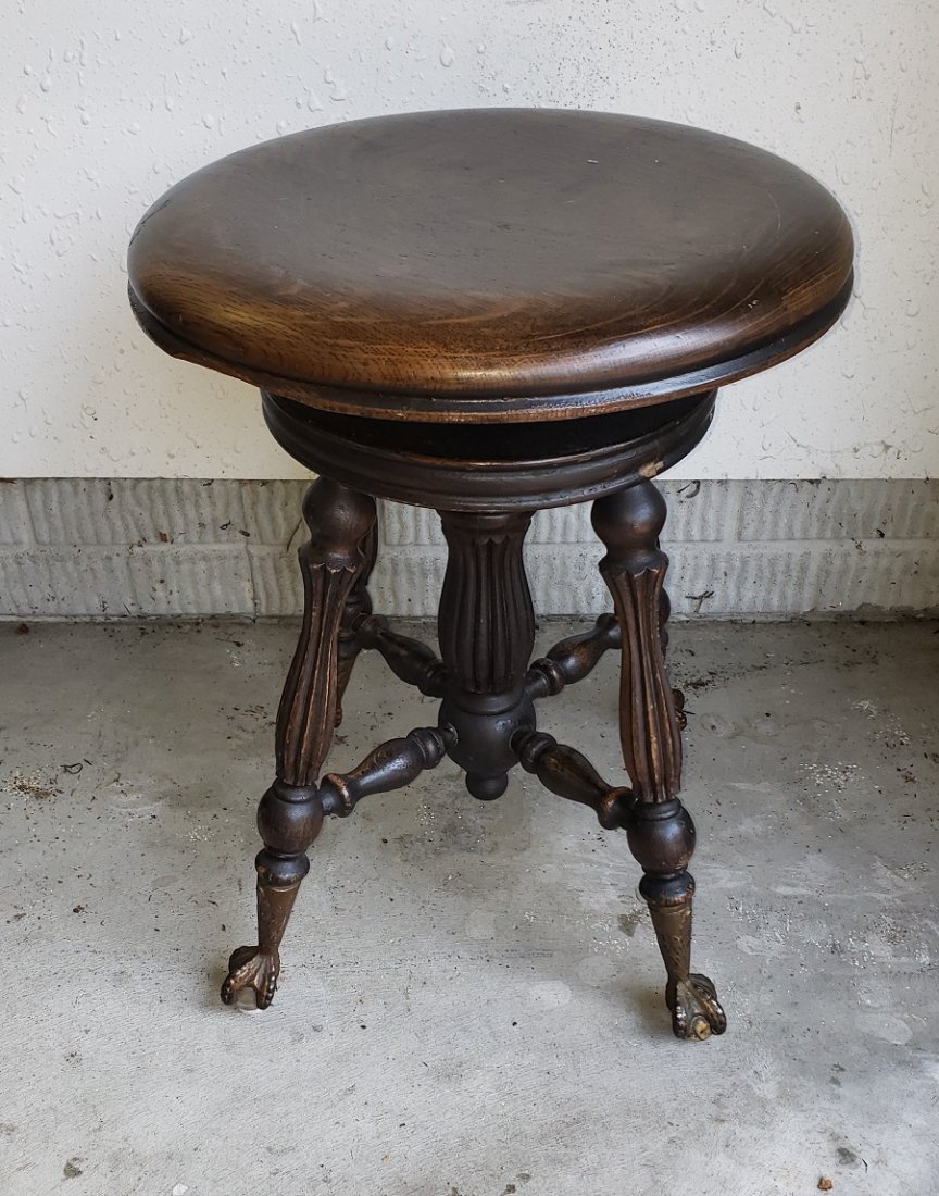 Oak Ball and Claw Foot Piano Stool: Oak Ball and Claw Foot Piano Stool