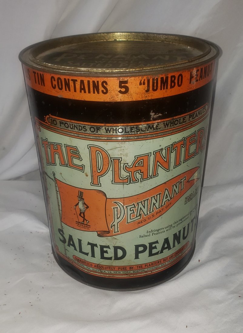 Pennant Brand Whole Salted Peanuts Advertising Tin: Pennant Brand Whole Salted Peanuts Advertising Tin